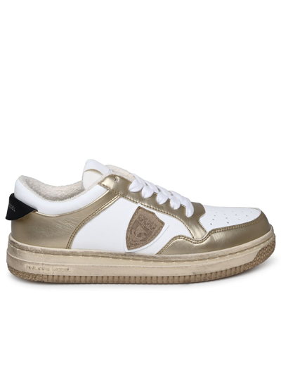 Philippe Model Lion Sneakers In Two-tone Polyurethane Blend In Metal/blanc