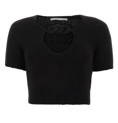 Alexander Wang Circle Cut-out Knit Top In Nero