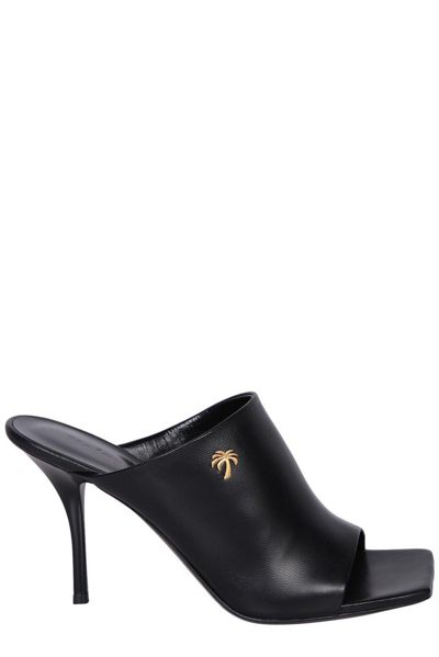 Palm Angels Palm Plaque Slip-on Mules In Nero