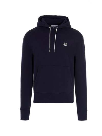 Maison Kitsuné Grey Fox Head Patch Classic Hoodie In Navy