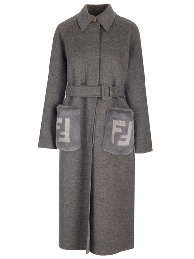 Fendi Coat In Grey