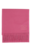 MAX MARA LOGO EMBROIDERED FRINGED KNITTED SCARF