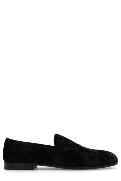 Dolce & Gabbana Round-toe Flat Loafers In Nero