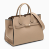 Valextra Milano Medium Leather Tote Bag In Beige