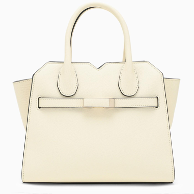 Valextra Mini Milano Leather Top Handle Bag In White