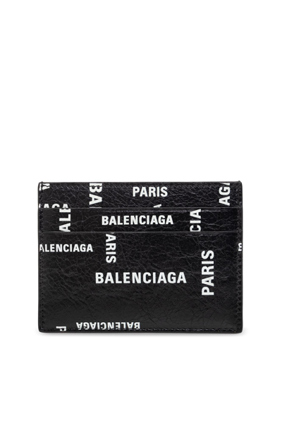 Balenciaga Leather Card Case In Black