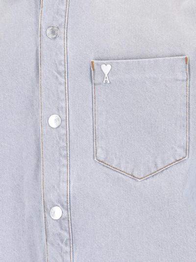 Ami Alexandre Mattiussi Logo Denim Shirt In Grey