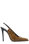 Saint Laurent Animal Patterned Patent Leather Slingbacks With Stiletto Hee
