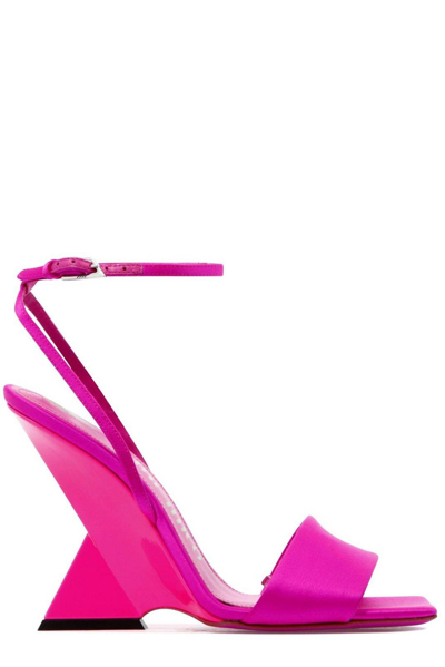 Attico Block Heel Ankle Strapped Sandals In Pink