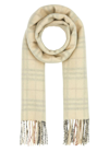 Burberry Cashmere Scarf With Embroidered Checkered Pattern And Fringed Edges