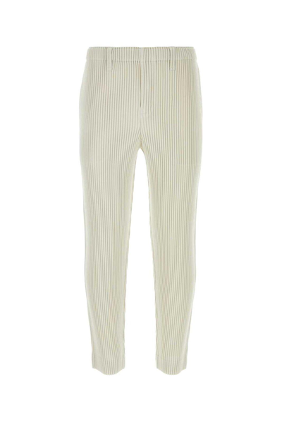 Issey Miyake Ribbed Trousers In White