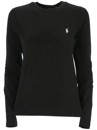 Polo Ralph Lauren Logo Embroidered Crewneck T In Polo Black