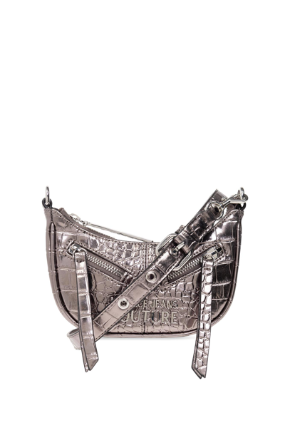 Versace Jeans Couture Shoulder Bag With Logo In Silver