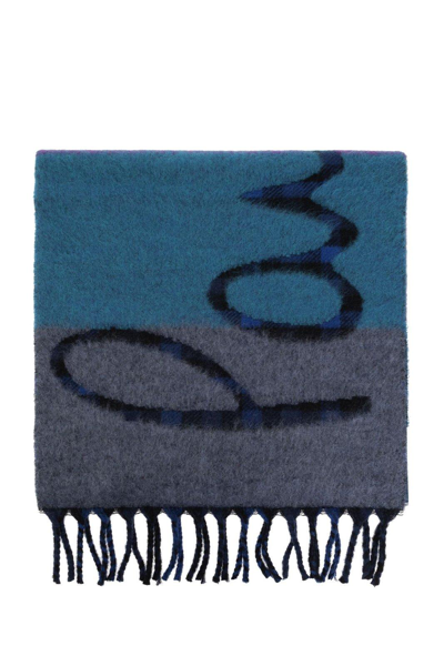 Paul Smith Scarf With Logo In Blue