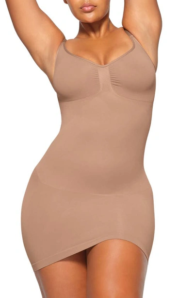 Skims Seamless Sculpt Slip Dress In Sienna