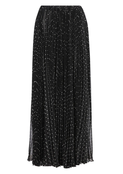 Saint Laurent Dotted Silk Skirt In Black