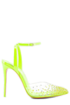 Christian Louboutin Spikaqueen 100 Crystal-embellished Pvc And Leather Pumps In Giallo