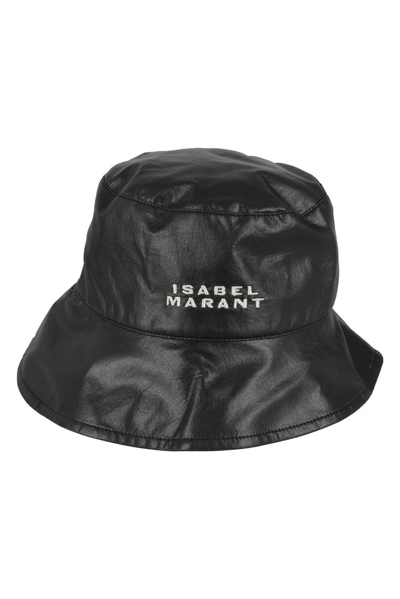 Isabel Marant Loiena Embroidered Logo Bucket Hat In Black