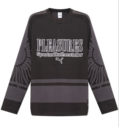 Puma X Pleasures Logo Embroidered Oversized Sweater In Black