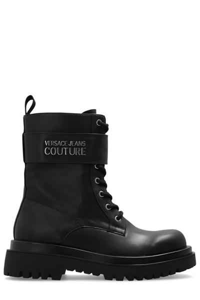 Versace Jeans Couture Ankle Boots With Logo In Black