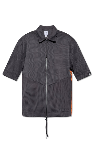 Adidas Originals X Song For The Mute Logo Patch Zipped Shirt In Black