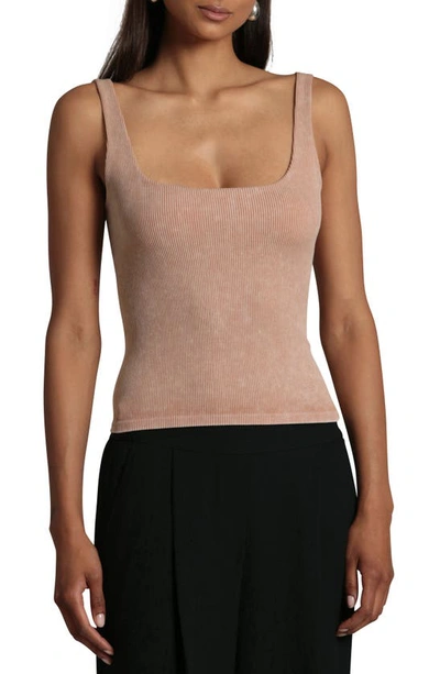 Avec Les Filles Women's Square-neck Ribbed Tank In Rosewood