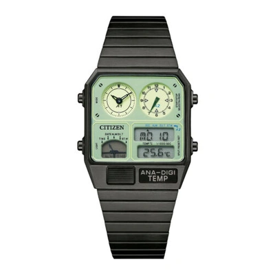 Pre-owned Citizen Jg2147-85x Ana Digi Temp 80s Dual Temperature Display Jump Table Watch