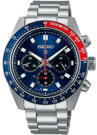Pre-owned Seiko Prospex Speedtimer Sbdl097 Pepsi Red Blue Chronograph Men Watch In Box