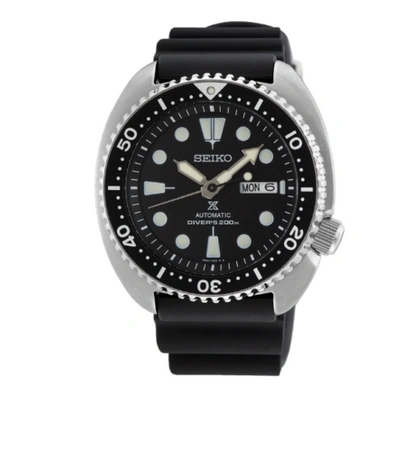 Pre-owned Seiko Turtle Prospex Automatic Dive Black Dial Black Silicone Men's Watch Srpe93