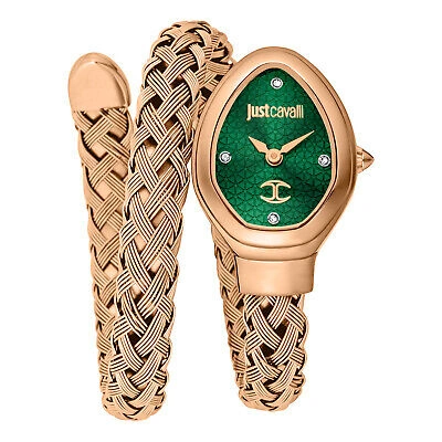 Pre-owned Just Cavalli Women's Novara Green Dial Watch - Jc1l264m0045