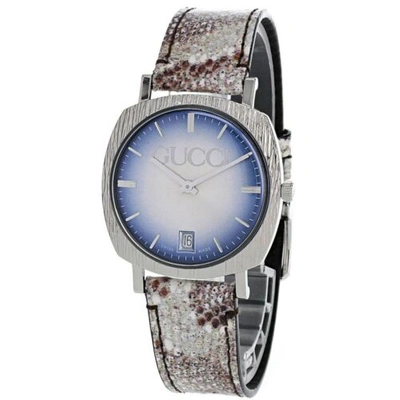 Pre-owned Gucci Ya152401 Men's G- Blue-silver Dial Quartz Watch