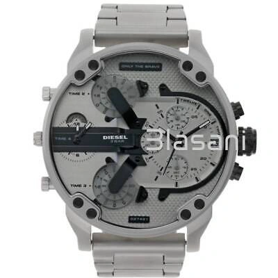 Pre-owned Diesel Dz7421 Mr Daddy 2.0 Chronograph Silver Stainless Steel Watch 57mm