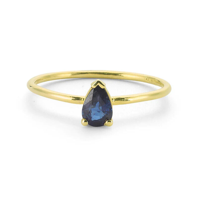 Pre-owned Handmade Sapphire Ring, Pear Sapphire Ring, 14k Solid Gold Ring September Birthstone Ring In White