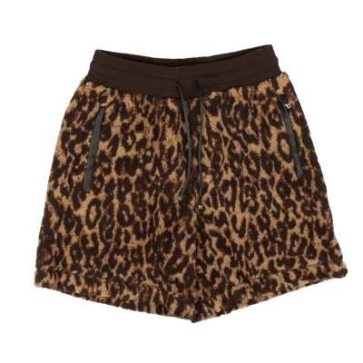 Pre-owned Amiri Brown Printed Leopard Fleece Shorts Size L $790