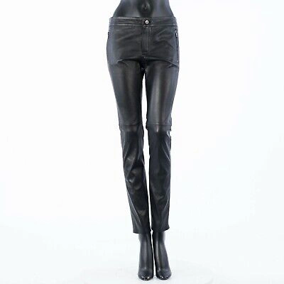 Pre-owned Givenchy 2750$ Pants Trousers With Zip Pockets In Black Nappa Leather