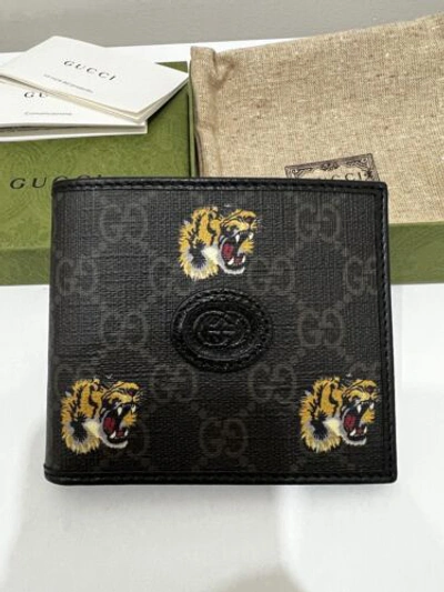 Pre-owned Gucci Brand Genuine -  Tiger Face Wallet. In Black
