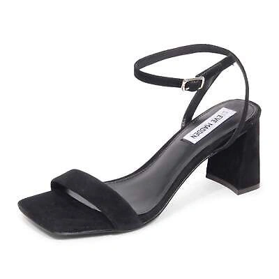 Pre-owned Steve Madden I1614 Sandalo Donna  Luxe Black Suede Woman Sandal In Nero