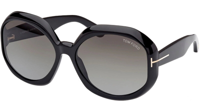 Pre-owned Tom Ford Sunglasses Ft1011 Georgia-02 01b Black Smoke Woman Sunglasses 62mm In Gray