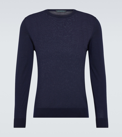 Kiton Fine-knit Cotton Sweatshirt In Blue