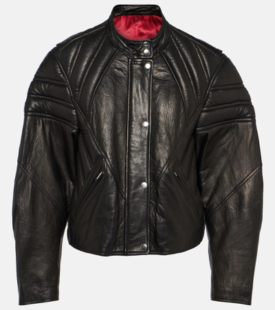 Isabel Marant Padded-panels Leather Jacket In Black