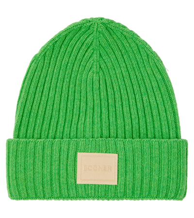 Bogner Kids' Kaj Rib-knitted Wool-blend Beanie In Green