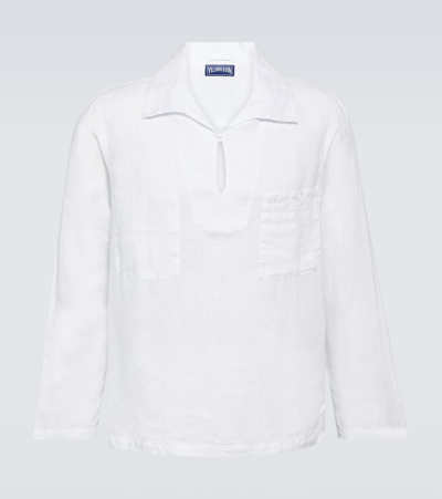 Vilebrequin Comores Linen Polo Shirt In White