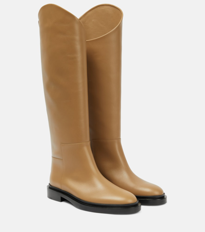 Jil Sander Lucie Leather Knee-high Boots In Beige