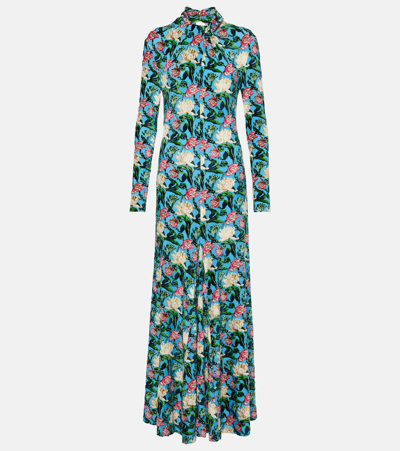 Rabanne Floral Turtleneck Maxi Dress In Multicoloured