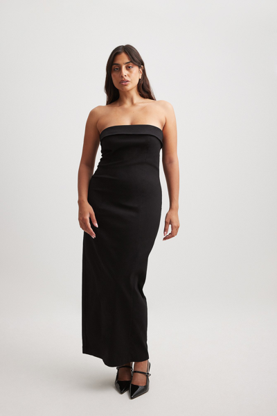 Na-kd Fold Detail Bandeau Maxi Dress - Black