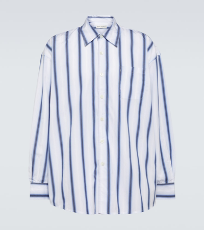 Our Legacy Crypto Stripe Borrowed Shirt In Blue