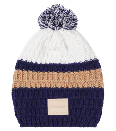 Bogner Kids' Nola Striped Wool-blend Beanie In Blue
