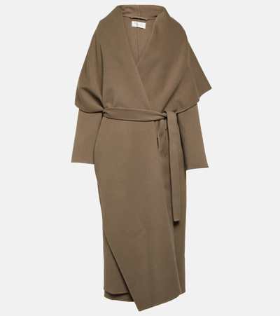 The Row Adia Cashmere Coat In Taupe Green