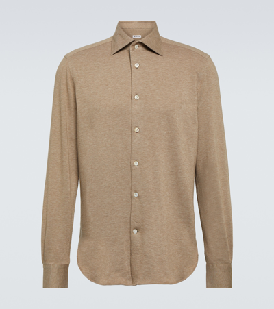 Kiton Cotton-blend Shirt In Beige