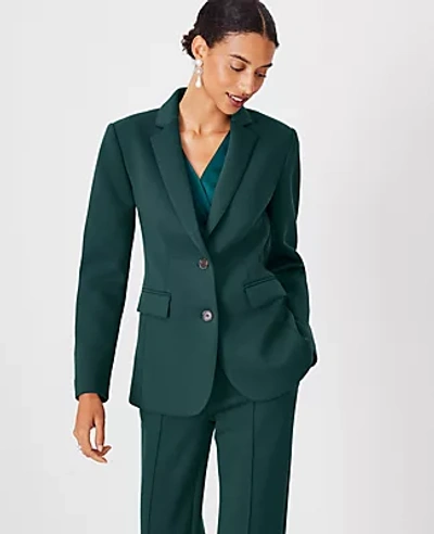 Ann Taylor The Petite Notched Two Button Blazer In Double Knit In Precious Emerald